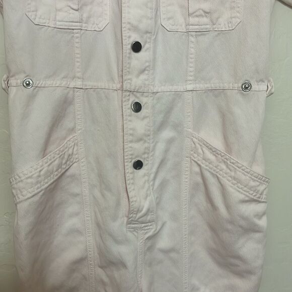 A.L.C. Petra Morganite Pink Contemporary Feminine Pockets Buttons Boho Jumpsuit - Picture 8 of 16